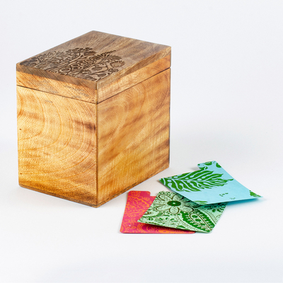 Wooden Seed Packet Organizer with Recycled Paper Dividers - Seed Storage